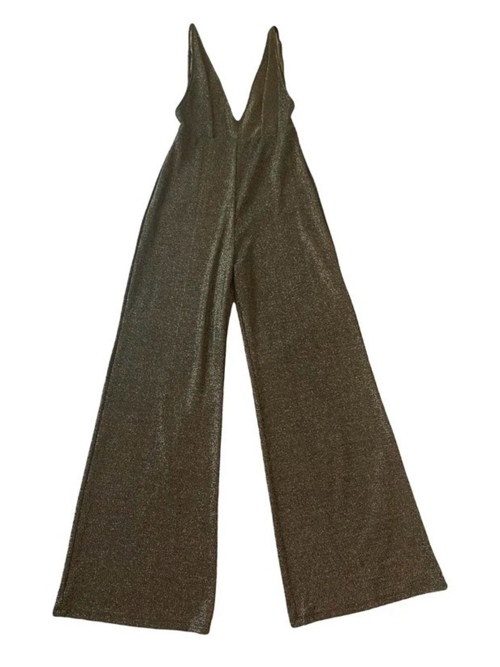 Metallic Gold Shimmer Wide-Leg Jumpsuit